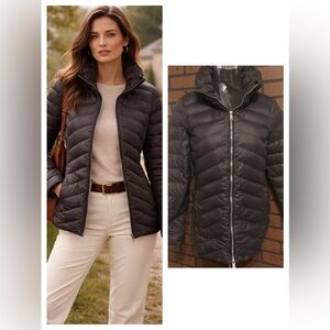 Ralph Lauren Black Down Jacket XS Quilted Lightweight Zip Coat